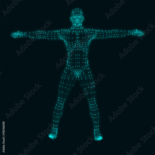 Abstract vector illustration of human body on black background.