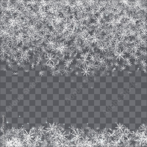 Falling snow on a transparent background. Vector illustration 10 EPS.