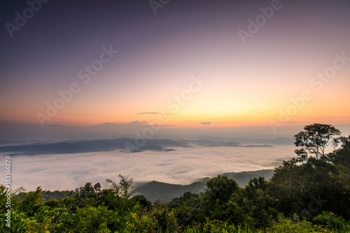 Doy-sa-merh-dow  Landscape sea of mist in national park of Nan province  Thailand.