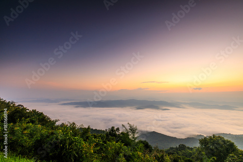 Doy-sa-merh-dow, Landscape sea of mist in national park of Nan province Thailand.