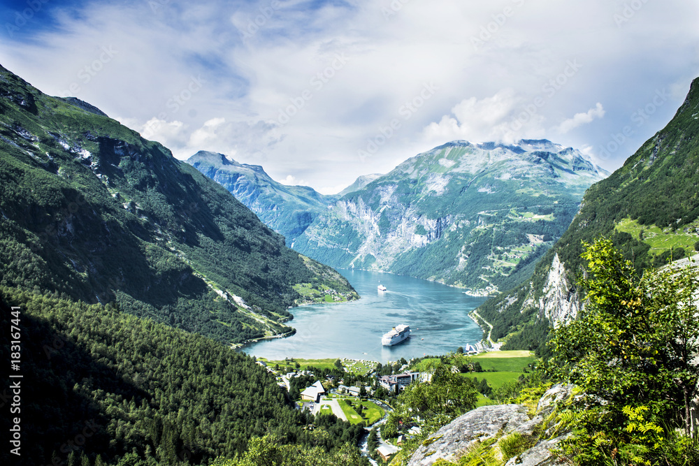 Beautiful mountain landscape. Geirangerfjord, Norway