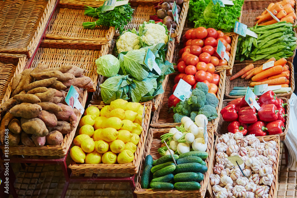 Exotic fruits on farmer market in Funchal, Madeira, Portugal