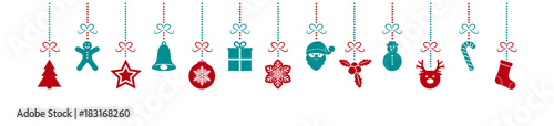 Concept of panoramic header with colourful  Christmas decorations. Vector.