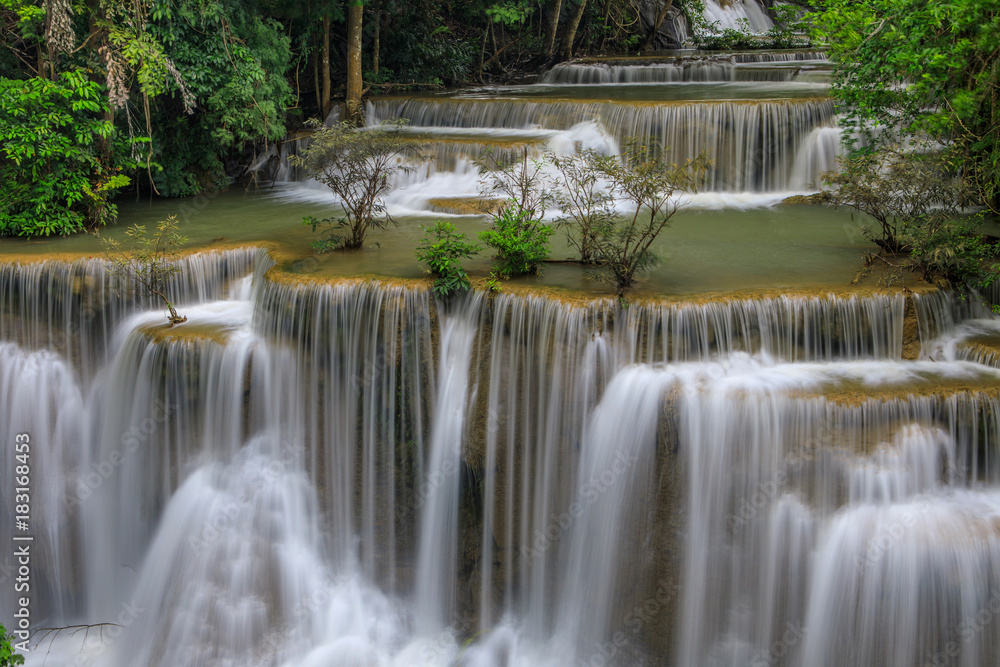 Huai-mae-kha-min waterfall, Beautiful waterwall in nationalpark of Kanchanaburi province, ThaiLand.