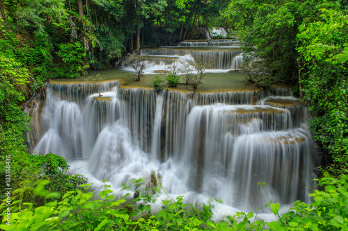 Huai-mae-kha-min waterfall, Beautiful waterwall in nationalpark of Kanchanaburi province, ThaiLand. © Nakornthai