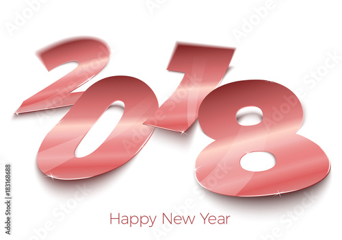 Vector realistic bright foil paper number 2018.