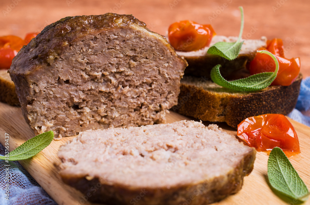 Traditional meatloaf with spices