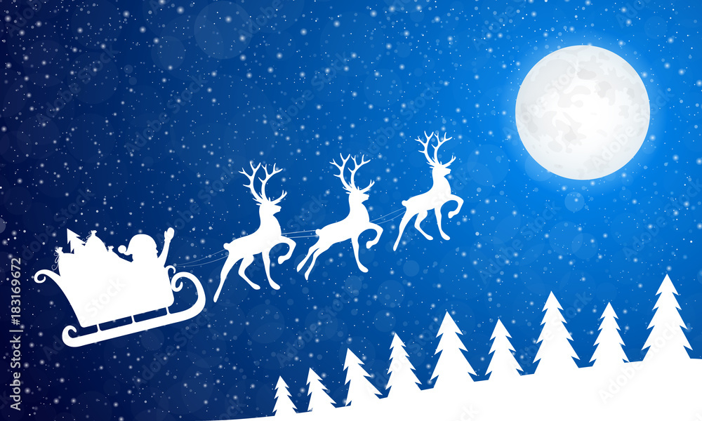 Beautiful Christmas landscape with Santa Claus and trees. Vector. Beautiful Christmas landscape with Santa Claus and trees. Vector.