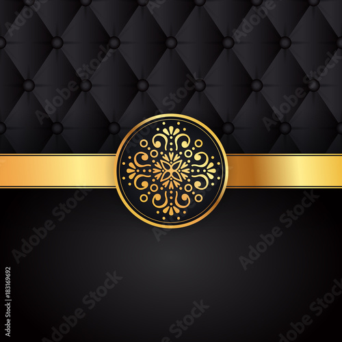 Gold black background design vector. Sun Indian pattern. Eye peacock feather frame. Oriental mandala swirl ornament for luxury wedding, beauty fashion concept