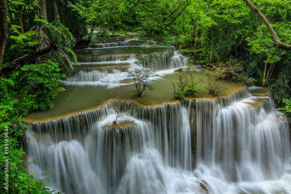 Huai-mae-kha-min waterfall, Beautiful waterwall in nationalpark of Kanchanaburi province, ThaiLand.