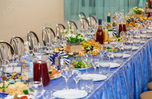 The preparations for the Banquet or buffet. A gala reception. Catering. photo