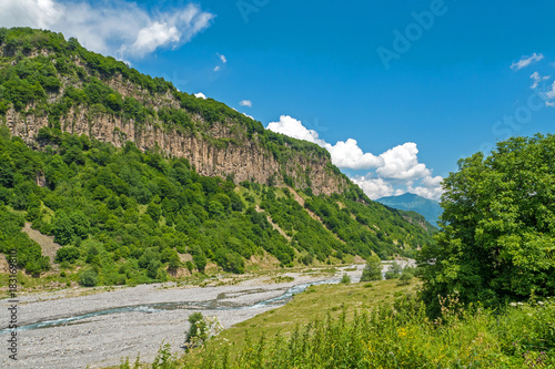 Summer mountain landscape with river