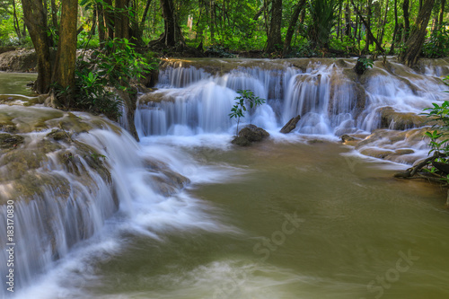 Kerng-kra-Vea waterfall  Beautiful waterwall in  nationalpark of Kanchanaburi province  ThaiLand.