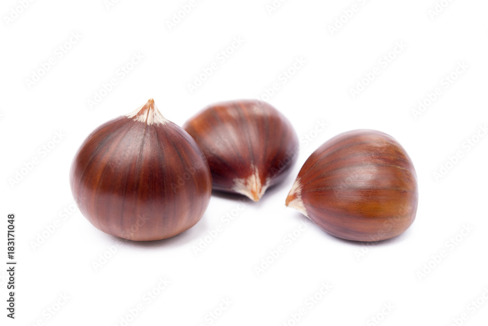 Chestnuts isolated on white background Chestnuts isolated on white background