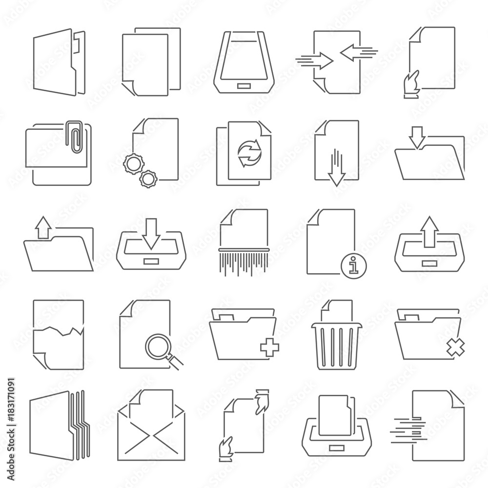 Document management line icons set for web and mobile design Document management line icons set for web and mobile design