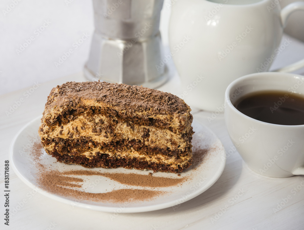 Chocolate cake and cup of coffee Chocolate cake and cup of coffee