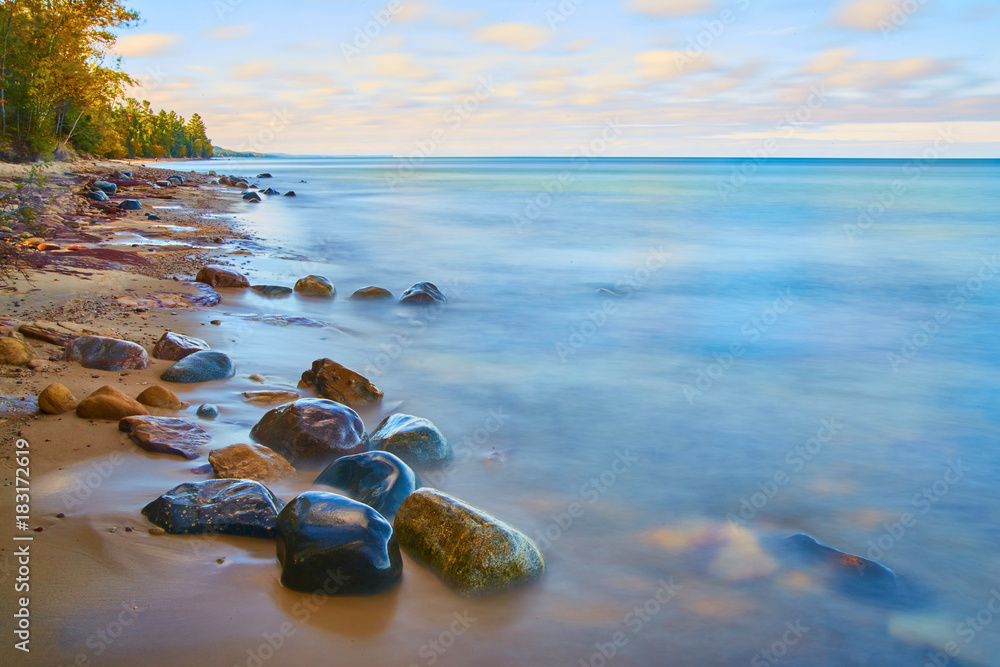 Beach of Stones Lake Superior Water