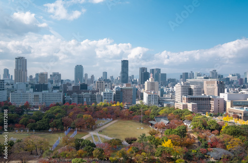 Cityscape of Osaka  one of a beautiful prefecture in Japan.