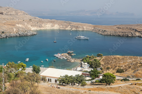 Western bay in Lindos on the island of Rhodes, Greece photo