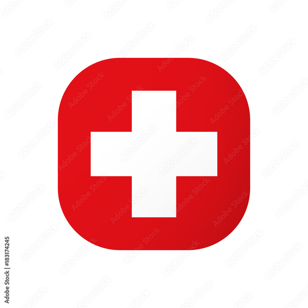 Medical icon wih white cross on red background Medical icon wih white cross on red background