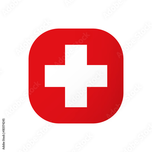 Medical icon wih white cross on red background