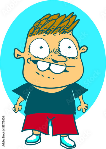 single boy cartoon handdrawn vector illustration