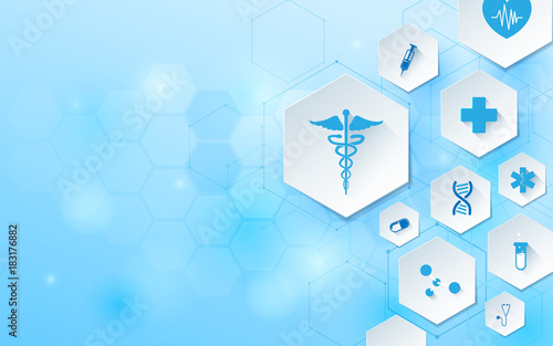 Abstract geometric shape medicine and science concept background. Medical Icons