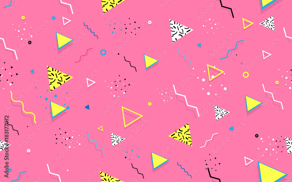 Abstract seamless trendy Geometric Line Shapes. Retro 80s-90s style texture Abstract seamless trendy Geometric Line Shapes. Retro 80s-90s style texture