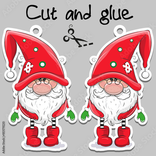 Cute Cartoon Gnome on a gray background