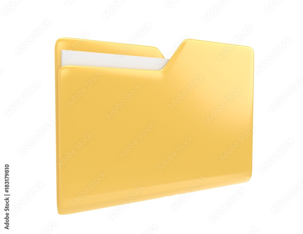 Yellow file folder 3d illustration icon isolated on white Yellow file folder 3d illustration icon isolated on white