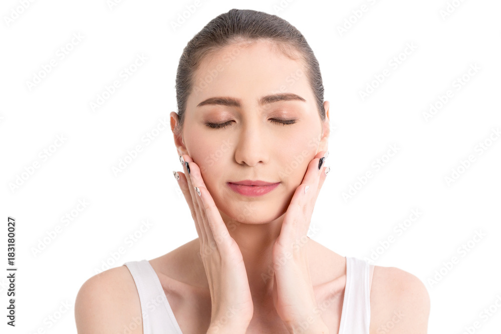 Beautiful woman beauty health care.beauty and spa.perfect fresh skin isolated on white background Beautiful woman beauty health care.beauty and spa.perfect fresh skin isolated on white background