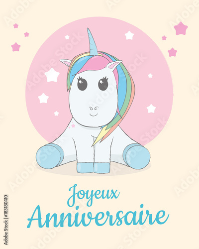 Joyeux anniversaire - Licorne Stock Vector | Adobe Stock