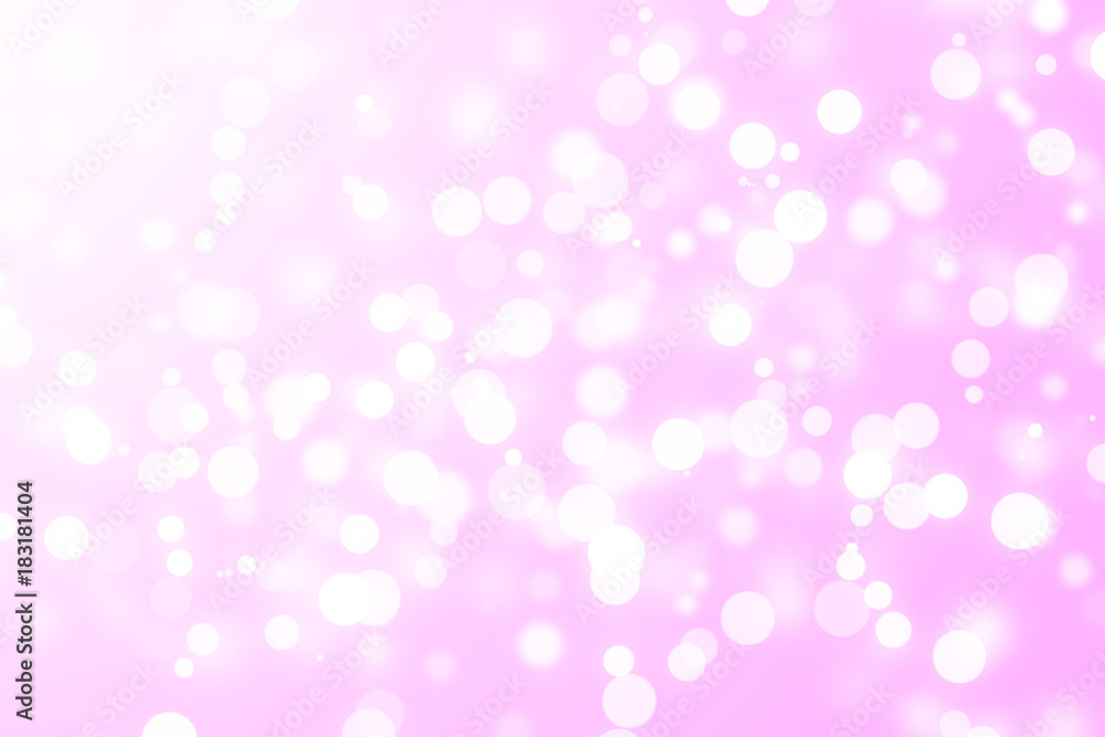 abstract white bokeh or snow and bubble on pink and white background for christmas on winter or love at valentine day