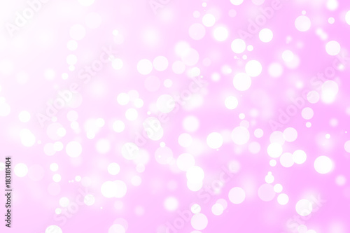abstract white bokeh or snow and bubble on pink and white background for christmas on winter or love at valentine day
