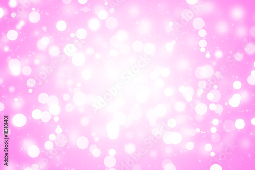 abstract white bokeh with star or snow and bubble on pink and white background for christmas on winter or love at valentine day