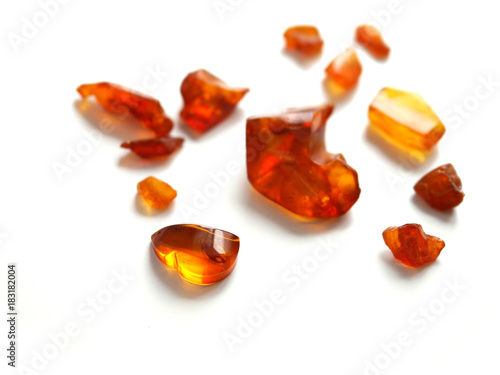 Amber stone. Natural raw amber. Jewelery from amber.