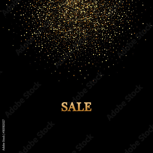 Vector luxury black background with gold sparklers