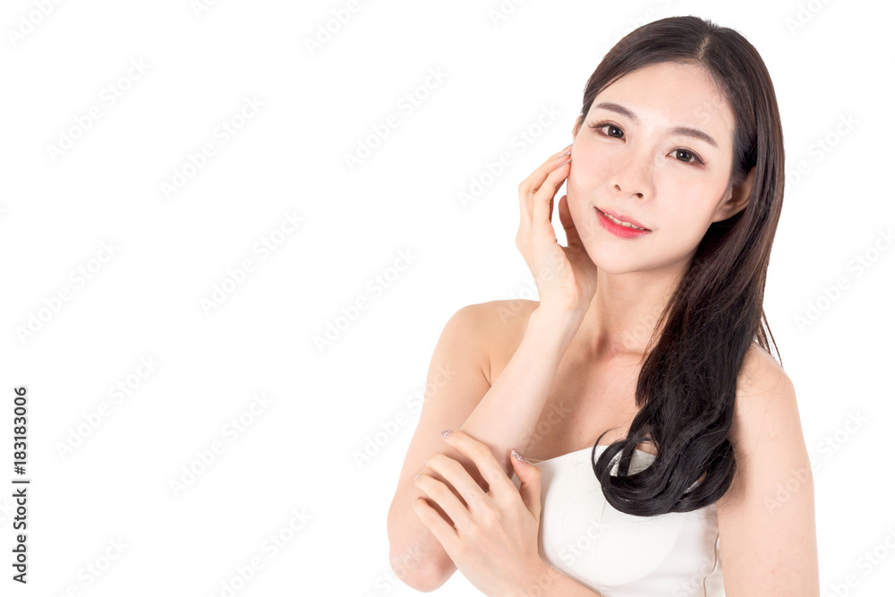 Beautiful woman beauty health care.beauty and spa.perfect fresh skin isolated on white background Beautiful woman beauty health care.beauty and spa.perfect fresh skin isolated on white background