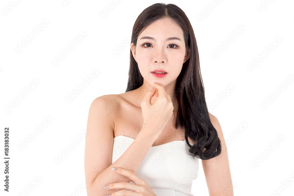 Beautiful woman beauty health care.beauty and spa.perfect fresh skin isolated on white background Beautiful woman beauty health care.beauty and spa.perfect fresh skin isolated on white background