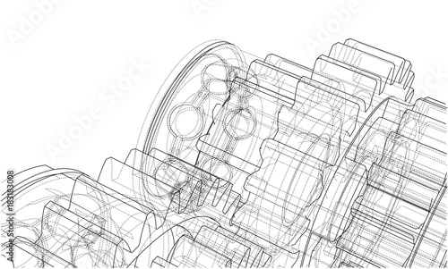 Gearbox sketch. Vector