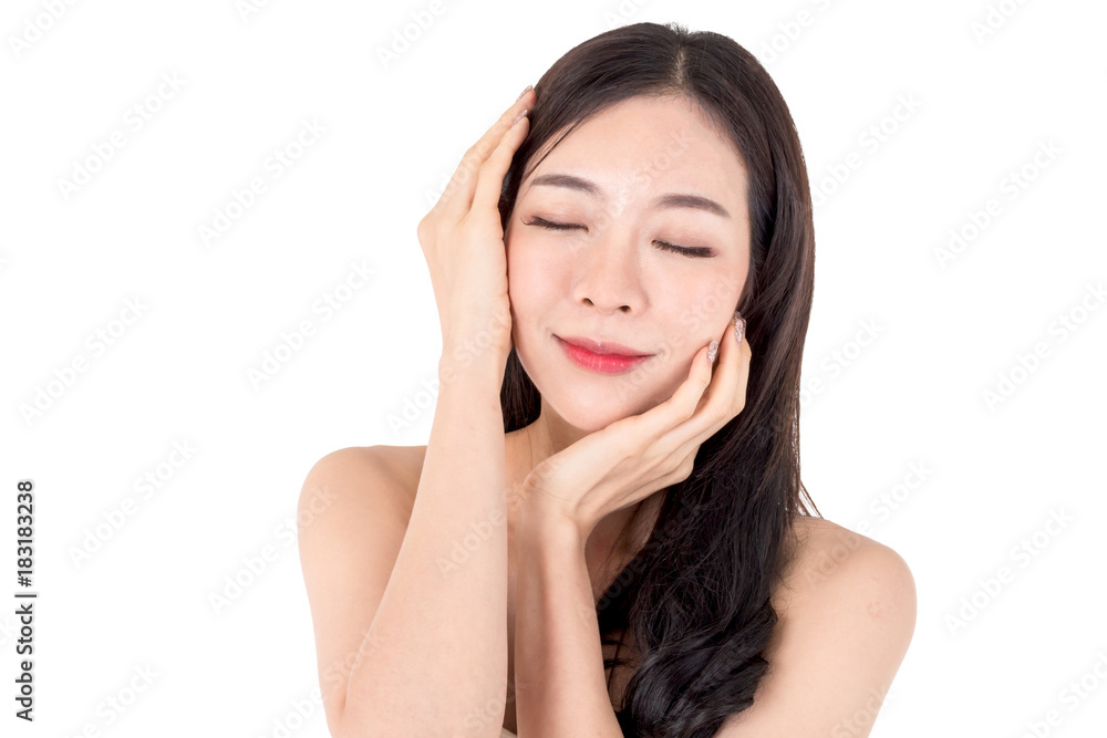 Beautiful woman beauty health care.beauty and spa.perfect fresh skin isolated on white background Beautiful woman beauty health care.beauty and spa.perfect fresh skin isolated on white background