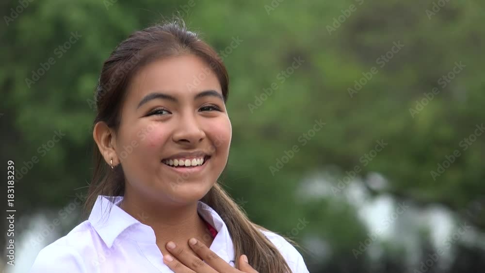 Laughing Female Peruvian Teen