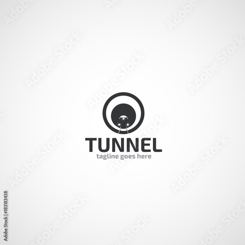 Train in the subway tunnel logo.
