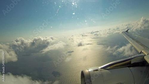 Airplane take off from Heraklion airport on Crete island in Greece. Time lapse video