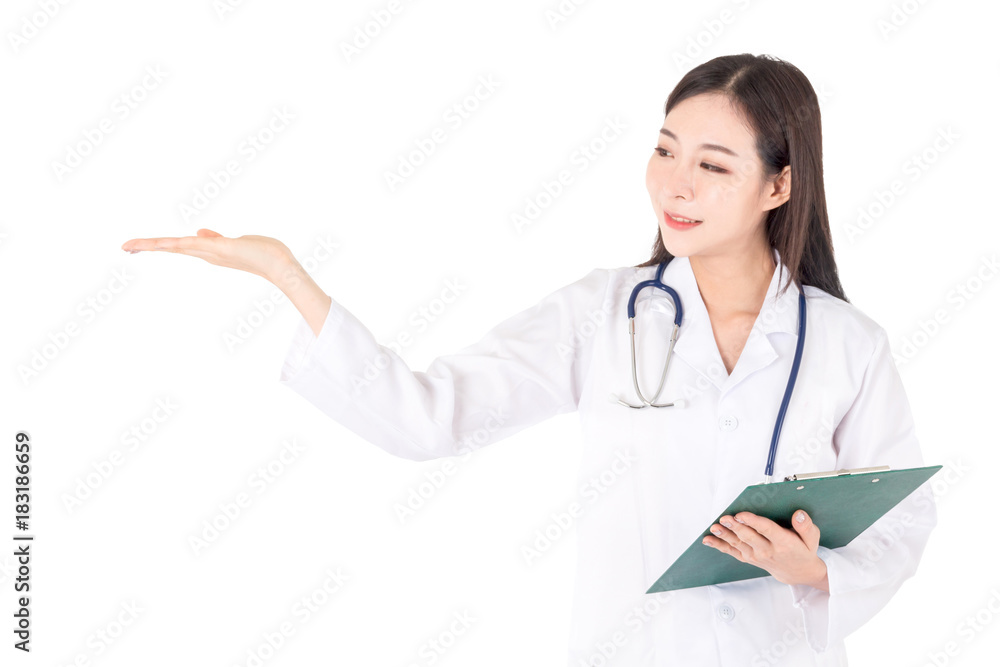 Portrait of medical female doctor isolated on white background Portrait of medical female doctor isolated on white background