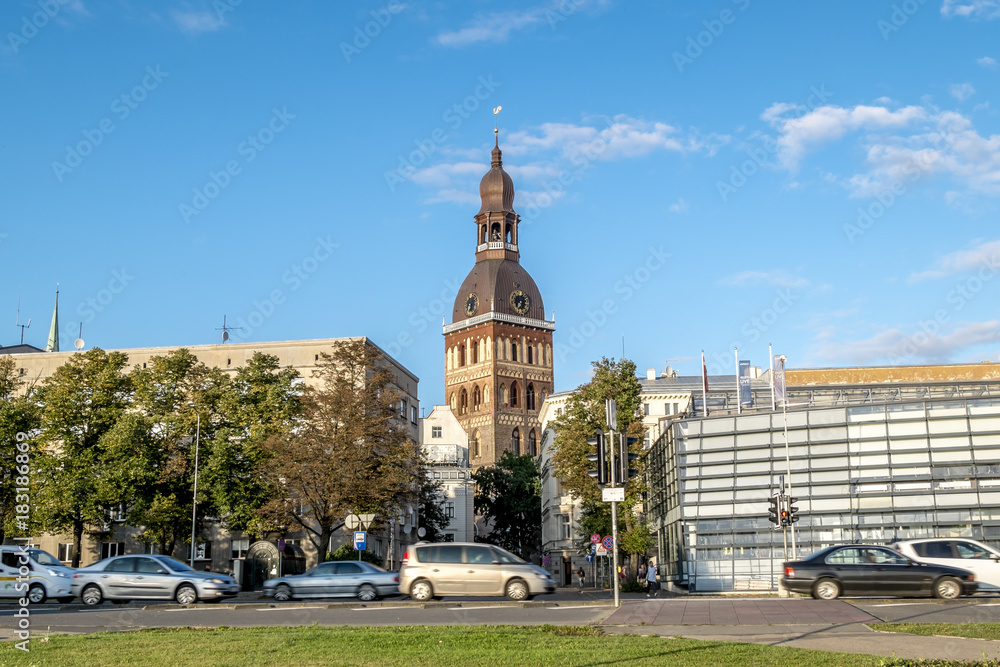Obraz premium Views of streets and squares in the historic centre of Riga in Latvia