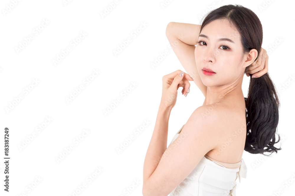 Beautiful woman beauty health care.beauty and spa.perfect fresh skin isolated on white background Beautiful woman beauty health care.beauty and spa.perfect fresh skin isolated on white background