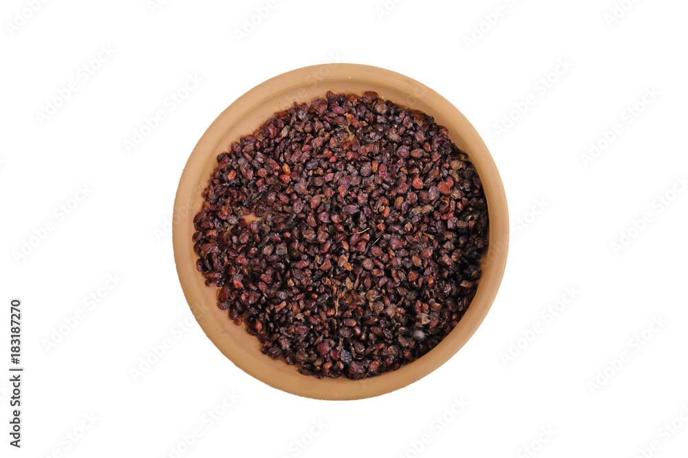 dried red berries of barberry.isolated on white dried red berries of barberry.isolated on white
