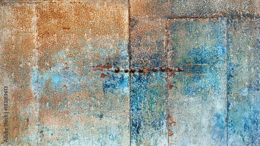 Colorful grunge and rusty metal plate - Background