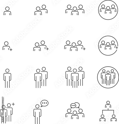 People Icons Line Work Group Team Business Vector photo